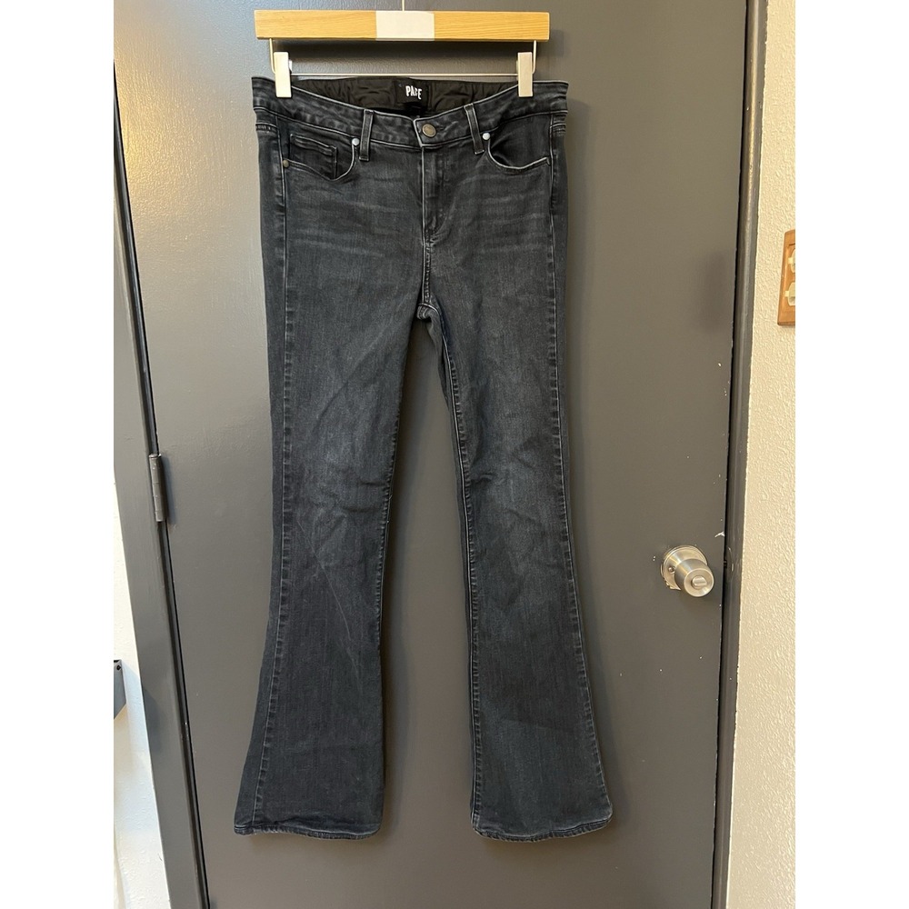 Paige Lou Lou Flare Bootcut Jeans Women's Size 31 Dark Blue Denim Mid Rise